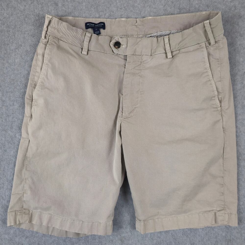 Peter Millar Beige Flat Front Men's Shorts